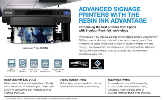 Epson SureColor SC-R5030L 64" Resin Roll-to-Roll Printer